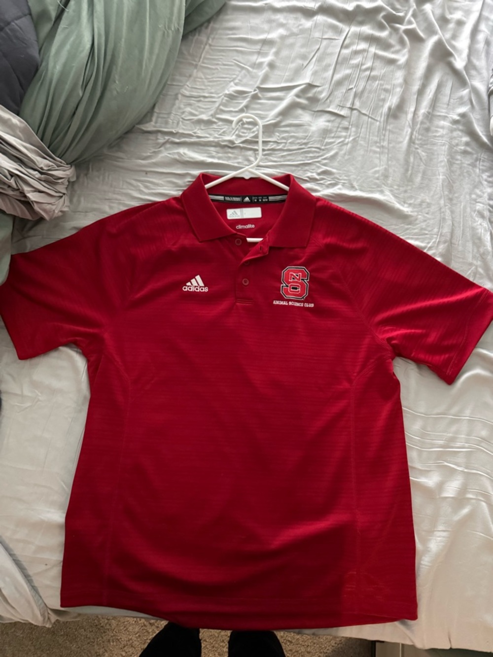 Adidas Red Polo with Embroidered NC State Logo